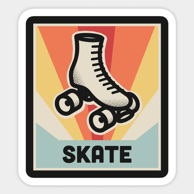 SKATE| Vintage 70s Style Roller Skating Poster Sticker by MeatMan